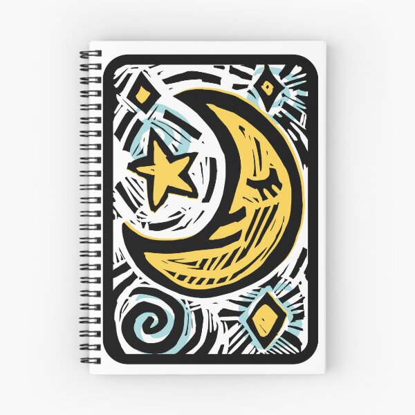 Item preview, Moon and Stars | Night sky linoprint designed and sold by petalecho.