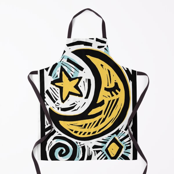 Item preview, Moon and Stars | Night sky linoprint designed and sold by petalecho.