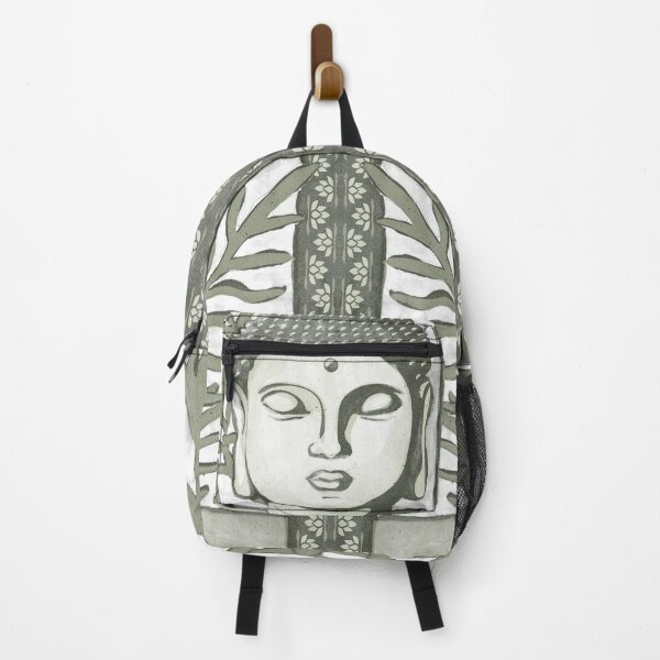 Item preview, Buddha Head Statue with Palm Fronds Watercolor - Pine, Tea, Sage designed and sold by Irene Estelle.