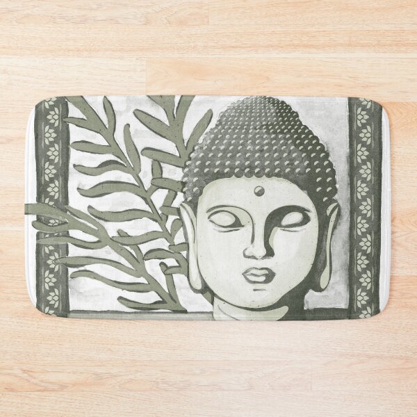 Item preview, Buddha Head Statue with Palm Fronds Watercolor - Pine, Tea, Sage designed and sold by Irene Estelle.