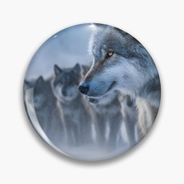 Item preview, Pack of Wolves in a Snowy Landscape at Dusk designed and sold by Artessie.