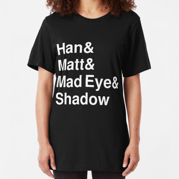 Han & Matt & Mad Eye & Shadow white Slim Fit T-Shirt