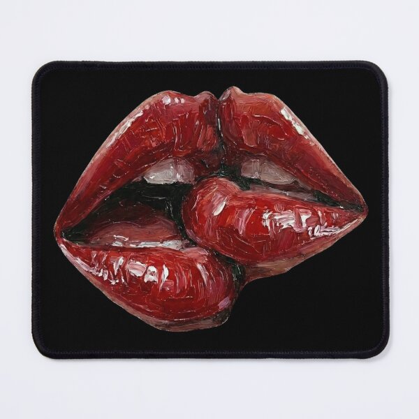 Item preview, Passionate Red Lips Kiss - Textured Impasto Oil Painting designed and sold by Simple Graphics.