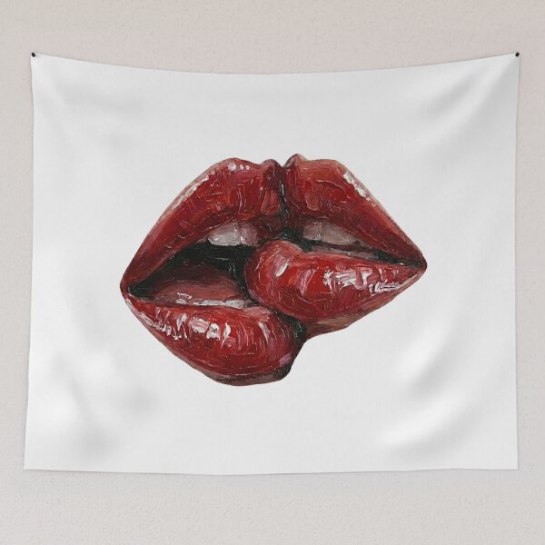 Item preview, Passionate Red Lips Kiss - Textured Impasto Oil Painting designed and sold by Simple Graphics.