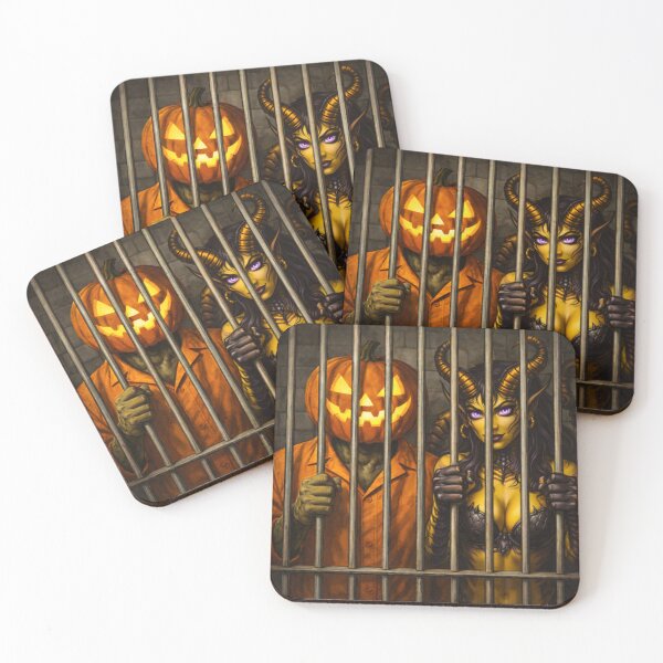 Item preview, Headless Horseman & Demon Queen Behind Bars – Dark Fantasy Art designed and sold by TheHorsemanRidesAgain.
