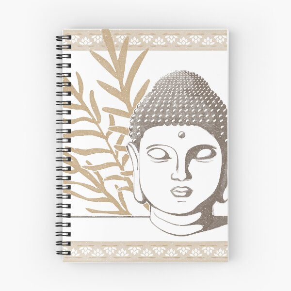 Item preview, Buddha Head Statue with Palm Fronds Watercolor - Earth, Snow, Fawn designed and sold by Irene Estelle.