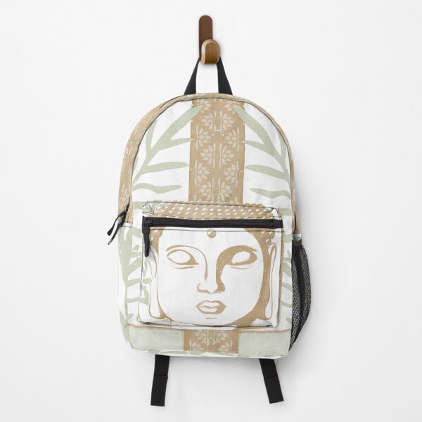 Item preview, Buddha Head Statue with Palm Fronds Watercolor - Fawn, Snow, Tea designed and sold by Irene Estelle.