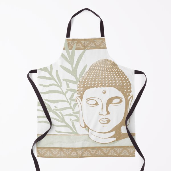 Item preview, Buddha Head Statue with Palm Fronds Watercolor - Fawn, Snow, Tea designed and sold by Irene Estelle.