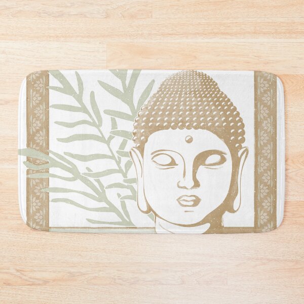 Item preview, Buddha Head Statue with Palm Fronds Watercolor - Fawn, Snow, Tea designed and sold by Irene Estelle.