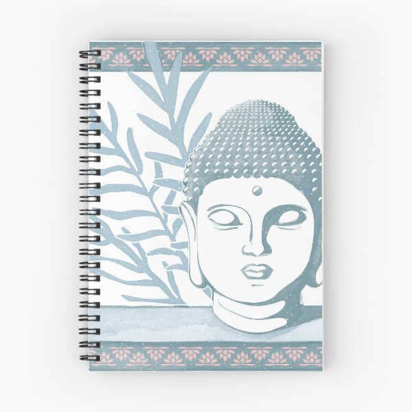 Item preview, Buddha Head Statue with Palm Fronds Watercolor - Peacock, Snow, Sky designed and sold by Irene Estelle.