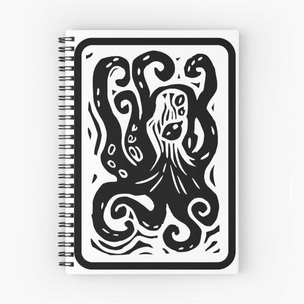 Item preview, Kraken octopus sea monster linoprint designed and sold by petalecho.