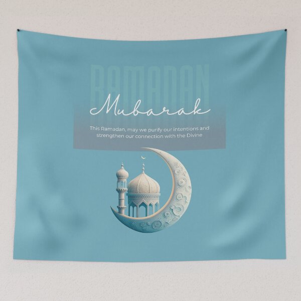 Item preview, Ramadan Mubarak Modern 3D Crescent Moon & Mosque Art designed and sold by Tamer ⭐⭐⭐⭐⭐.