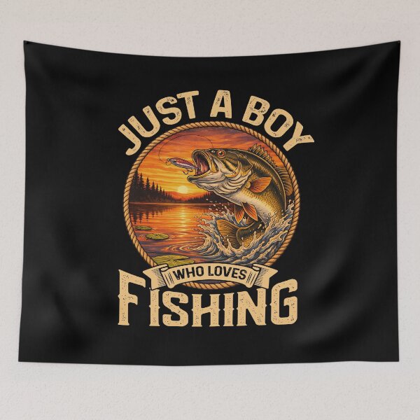 Item preview, Bass Fishing Just A Boy Who Loves Fishing Sunset Lake designed and sold by MuniraWearify.