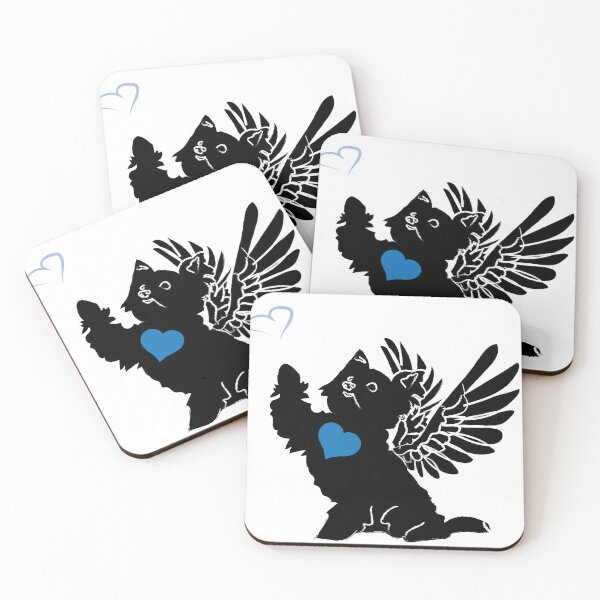 Item preview, Black Dog Angel with Blue Heart on White Background designed and sold by Digitalmyth's Designs.