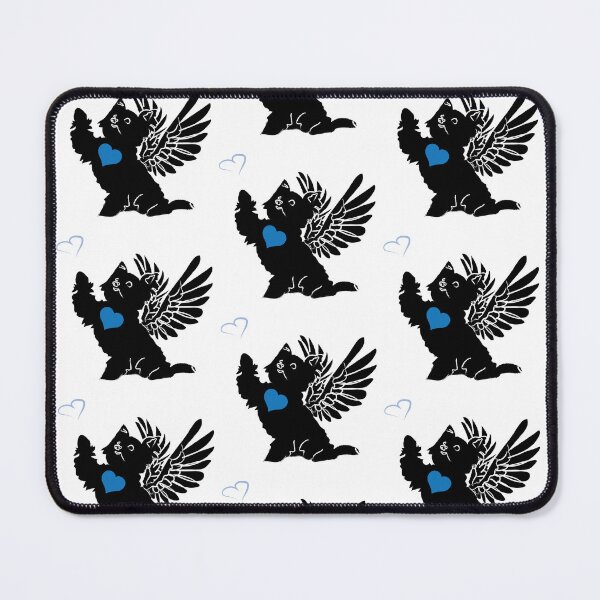 Item preview, Black Dog Angel with Blue Heart on White Background designed and sold by Digitalmyth's Designs.