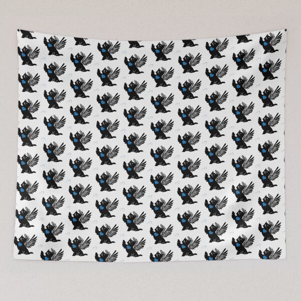 Item preview, Black Dog Angel with Blue Heart on White Background designed and sold by Digitalmyth's Designs.