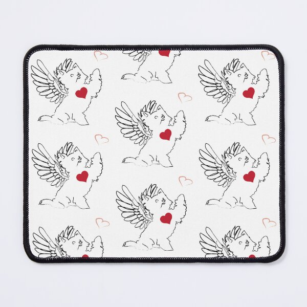 Item preview, White Dog Angel with Red Heart on White Background designed and sold by Digitalmyth's Designs.