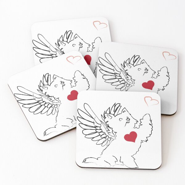 Item preview, White Dog Angel with Red Heart on White Background designed and sold by Digitalmyth's Designs.
