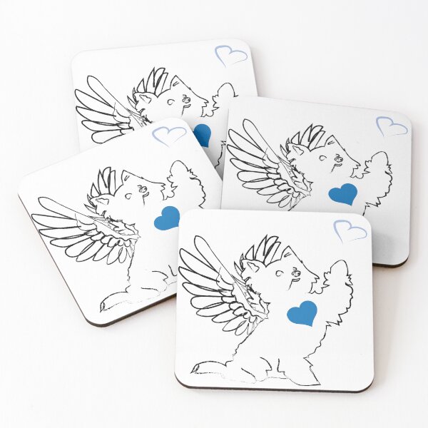 Item preview, White Dog Angel with Blue Heart on White Background designed and sold by Digitalmyth's Designs.