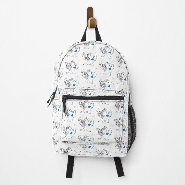 Item preview, White Dog Angel with Blue Heart on White Background designed and sold by Digitalmyth's Designs.