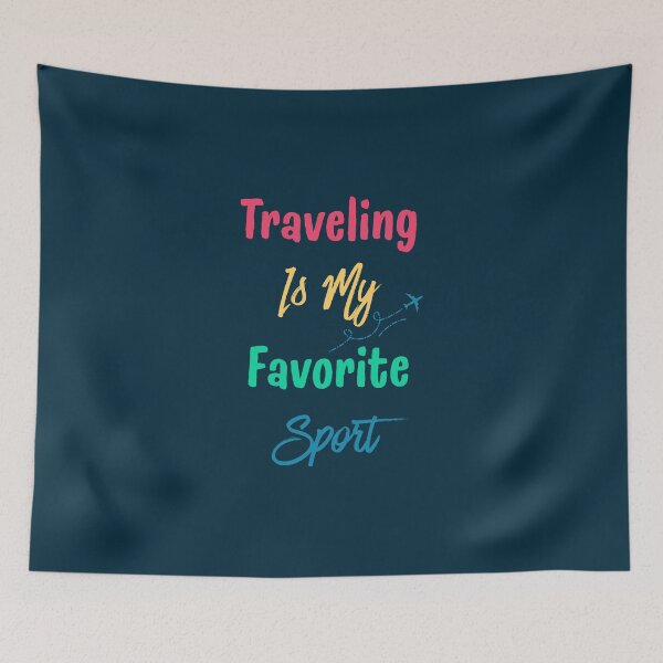 Item preview, Traveling Is My Favorite Sport Typography with Airplane Route Illustration designed and sold by Inkworksbyshery.