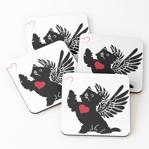Item preview, Black Dog Angel with Red Heart on White Background designed and sold by Digitalmyth's Designs.