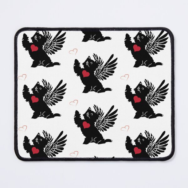 Item preview, Black Dog Angel with Red Heart on White Background designed and sold by Digitalmyth's Designs.
