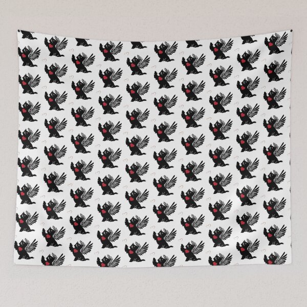 Item preview, Black Dog Angel with Red Heart on White Background designed and sold by Digitalmyth's Designs.