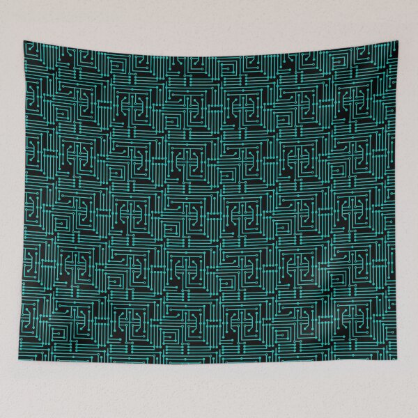 Item preview, Teal Circuit Board Pattern - Futuristic Tech Grid Design designed and sold by picadillyprints.