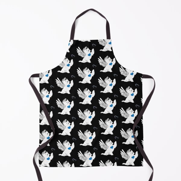 Item preview, White Dog Angel with Blue Heart on Black Background designed and sold by Digitalmyth's Designs.