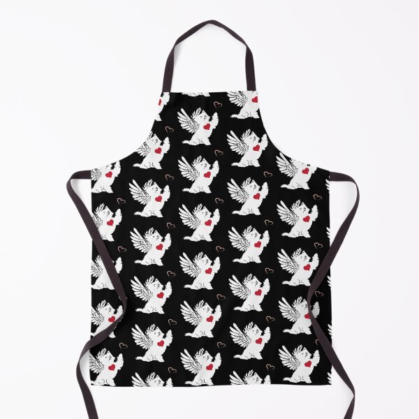 Item preview, White Dog Angel with Red Heart on Black Background designed and sold by Digitalmyth's Designs.