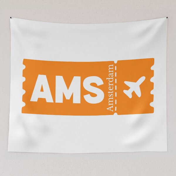 Item preview, AMS Amsterdam Airport Code Vintage Travel Sticker - Minimalist Amsterdam Art designed and sold by Sparkledust Creations.