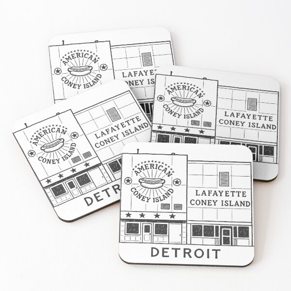 Item preview, Detroit Coney Island Rivals Minimalist Line Art designed and sold by CirySketchCo.