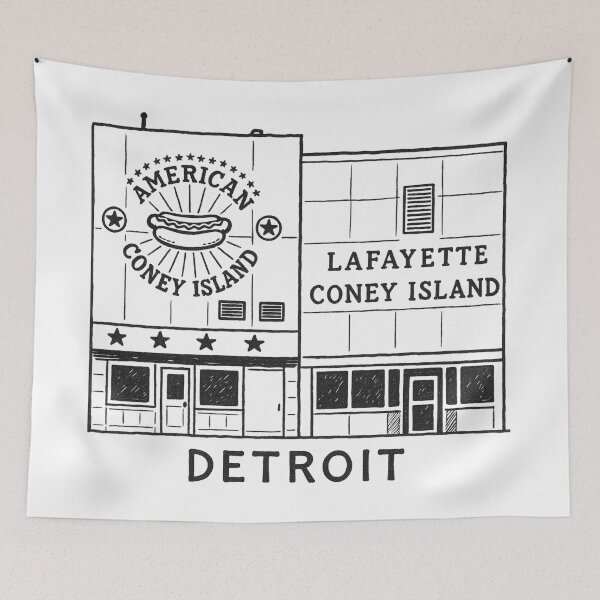 Item preview, Detroit Coney Island Rivals Minimalist Line Art designed and sold by CirySketchCo.