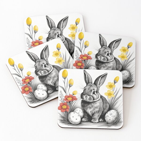 Item preview, Colorful Festive Easter Eggs Easter Bunny Spring Flowers Version 15 designed and sold by DreamingAwake1.