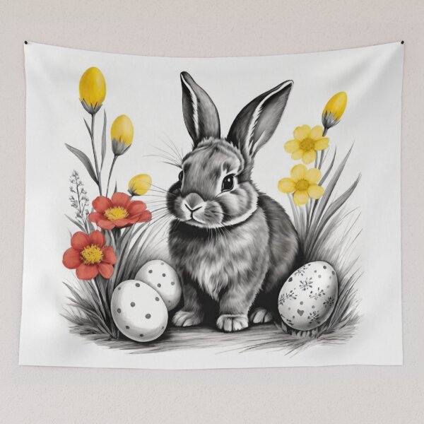 Item preview, Colorful Festive Easter Eggs Easter Bunny Spring Flowers Version 15 designed and sold by DreamingAwake1.