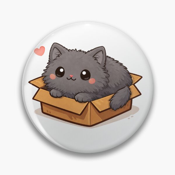 Item preview, Fluffy gray cat in box designed and sold by Cozykittycorner.