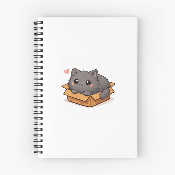 Item preview, Fluffy gray cat in box designed and sold by Cozykittycorner.