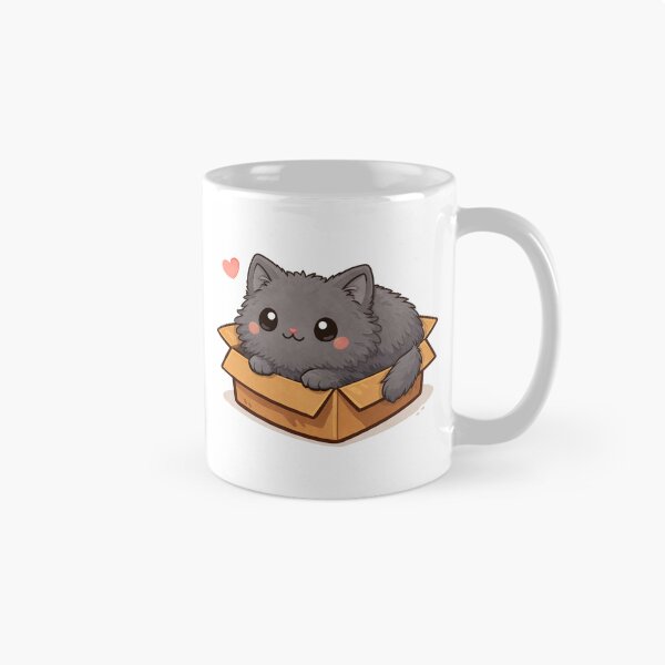 Item preview, Fluffy gray cat in box designed and sold by Cozykittycorner.