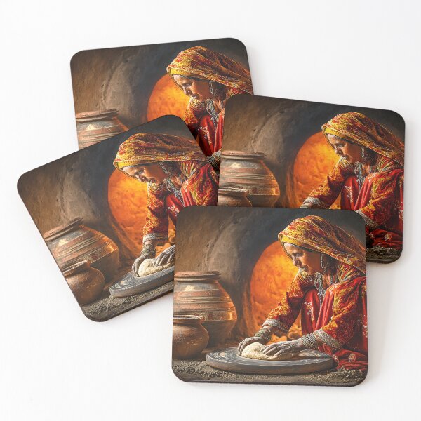 Item preview, Traditional Woman Making Bread in Clay Oven Scene designed and sold by Artessie.