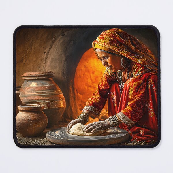Item preview, Traditional Woman Making Bread in Clay Oven Scene designed and sold by Artessie.