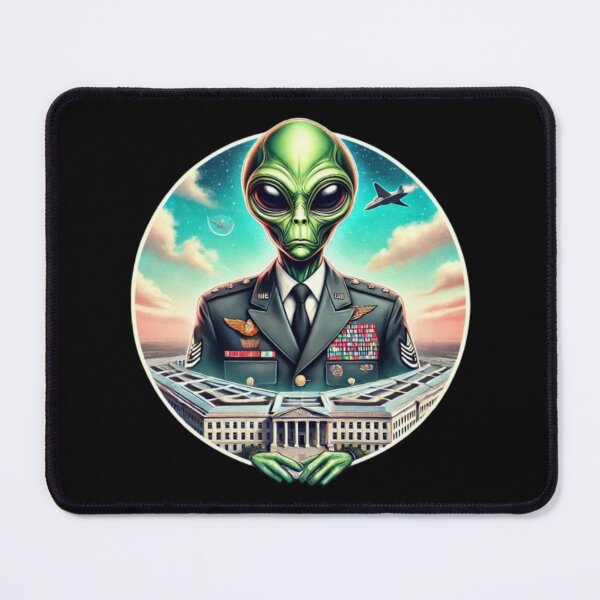 Item preview, Alien Design with Futuristic Military Uniform in front of pentagon – Science Fiction Art designed and sold by OBRIX Studio.