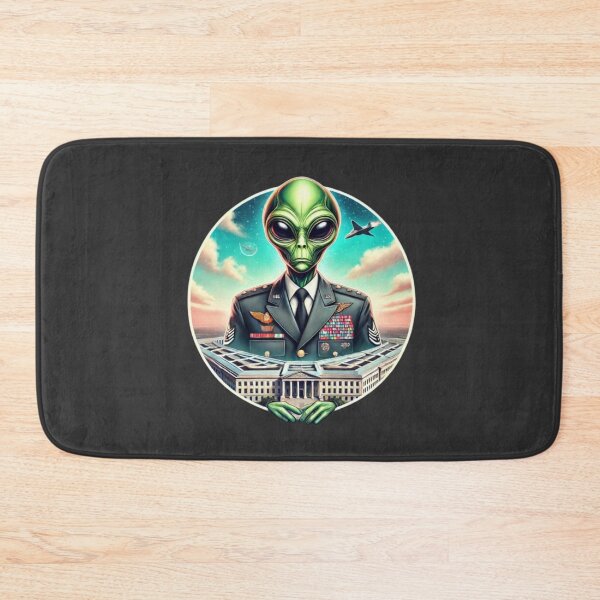 Item preview, Alien Design with Futuristic Military Uniform in front of pentagon – Science Fiction Art designed and sold by OBRIX Studio.