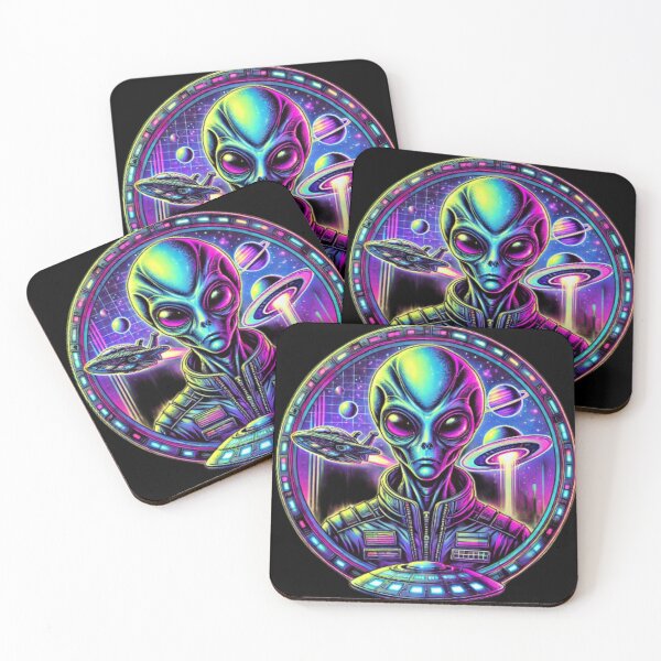 Item preview, Galactic Commander - Neon Futuristic Alien Art designed and sold by OBRIX Studio.