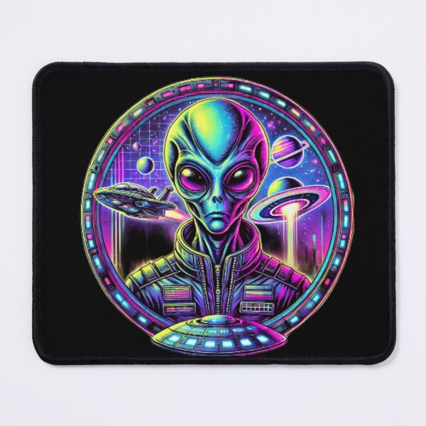 Item preview, Galactic Commander - Neon Futuristic Alien Art designed and sold by OBRIX Studio.