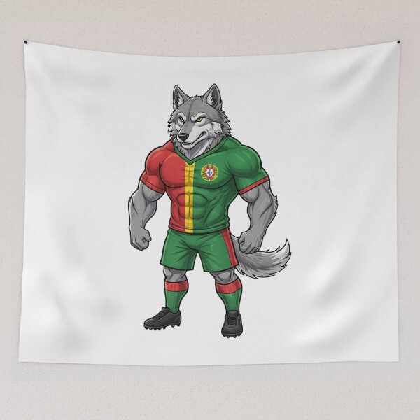 Item preview, Powerful Portuguese Iberian Wolf Football Mascot 2026 designed and sold by ArtByKatti.
