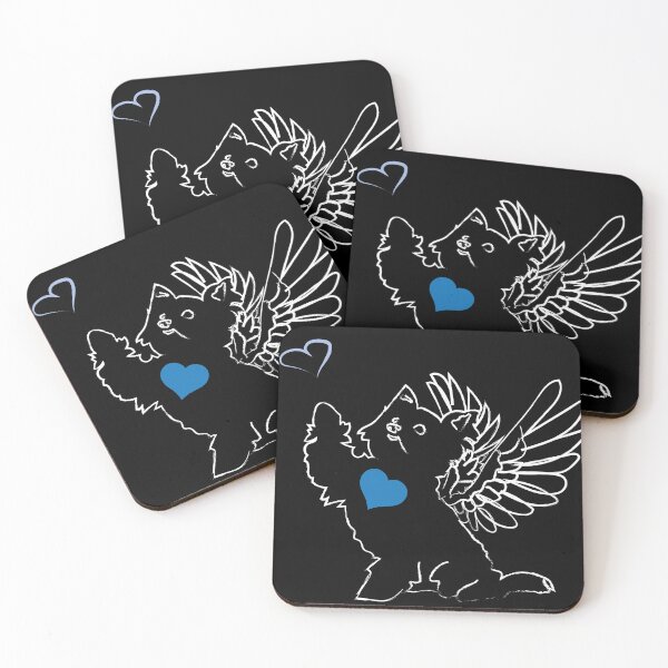Item preview, Black Dog Angel with Blue Heart on Black Background designed and sold by Digitalmyth's Designs.