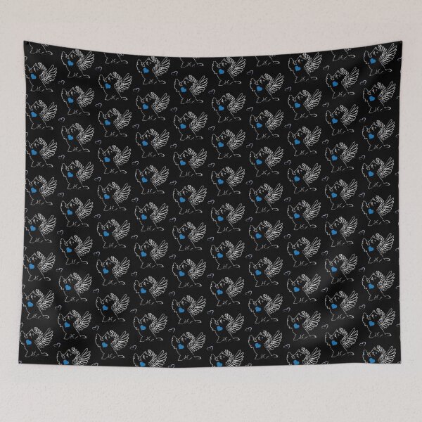 Item preview, Black Dog Angel with Blue Heart on Black Background designed and sold by Digitalmyth's Designs.