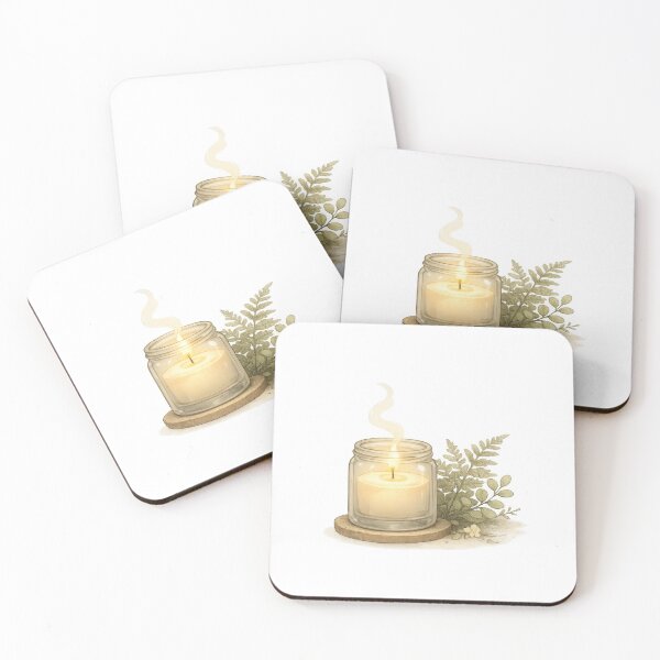 Item preview, Candle with Fern Leaves on Wood designed and sold by jgvisualarts.