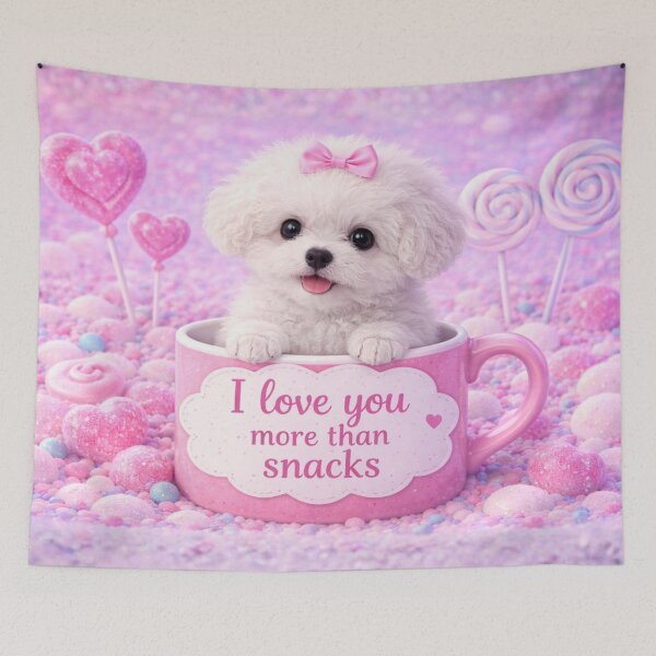 Item preview, Bichon Frise Puppy Loves Snacks designed and sold by GivingJoy.
